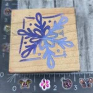 Stampendous Snowflake Square Q074 Winter Rubber Stamp Wood #G22